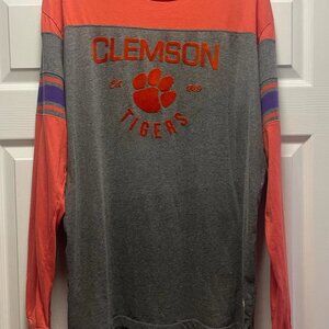 Pressbox Clemson Tigers Lizzy Striped Long Sleeve Tee Orange Gray XL